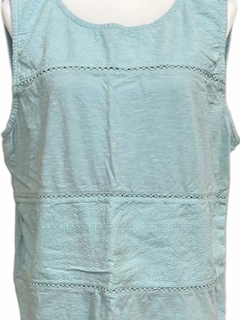 Talbots Pastel Seafoam Sleeveless Eyelet Cotton Tank Top